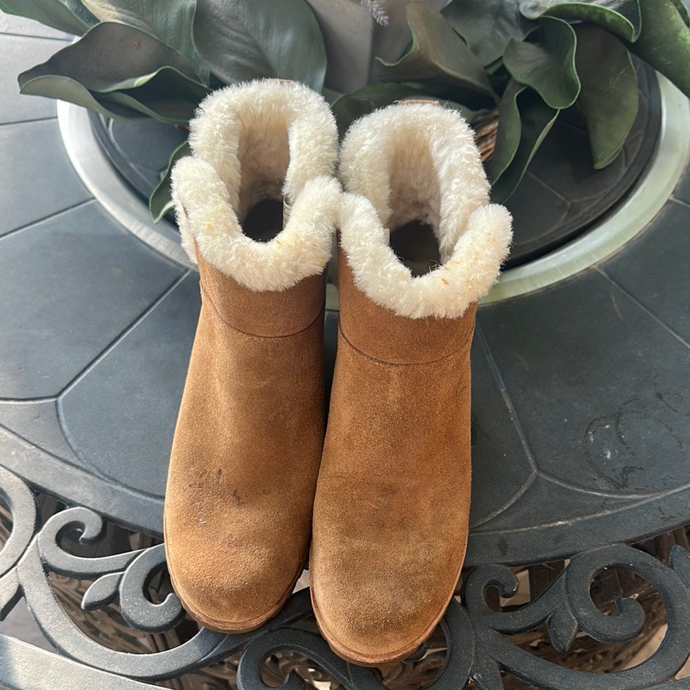 UGG Tan Suede Boots with Rubber Sole